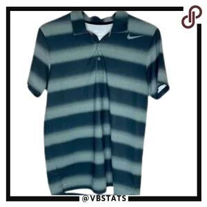 Medium Nike Dri-Fit Gray-Black Striped SS Polo